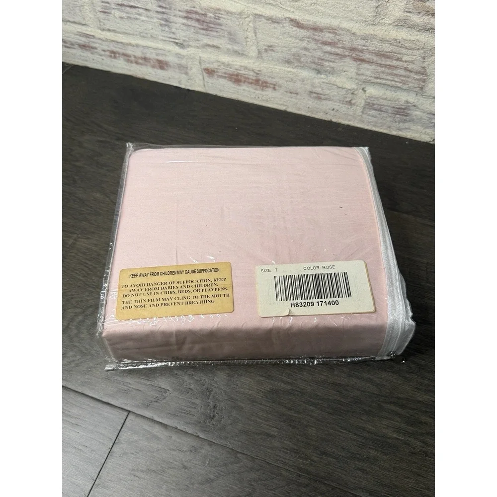 QVC Amadeus Fine Linens Twin Size Sheet Set Rose Pink 400 Thread Count